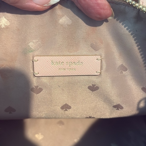 Kate Spade  Glitter satchel  leather gold glitter  pink handles  Sweet  GUC - Picture 16 of 17